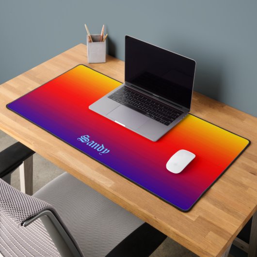 Gepersonaliseerde naam Multicolour Geel Sinaasappe Bureaumat (Kantoor 2)