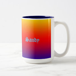 Gepersonaliseerde naam Multicolour Geel Sinaasappe Tweekleurige Koffiemok