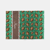 Gepersonaliseerde naam munt groene glitterapen fleece deken (Voorkant (Horizontaal))