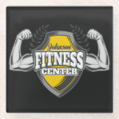 Gepersonaliseerde NAAM Musea Fitness Trainer Gym Glazen Onderzetter (Voorkant)