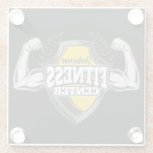 Gepersonaliseerde NAAM Musea Fitness Trainer Gym Glazen Onderzetter (Achterkant)