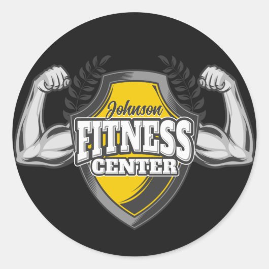 Gepersonaliseerde NAAM Musea Fitness Trainer Gym Ronde Sticker (Voorkant)