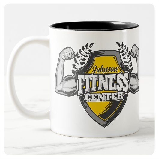 Gepersonaliseerde NAAM Musea Fitness Trainer Gym Tweekleurige Koffiemok