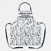 Gepersonaliseerde naam Muzieknoten Patroon Schort (Voorkant)