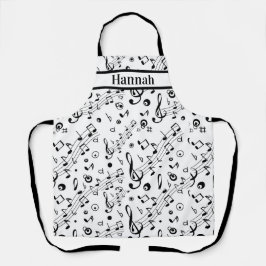 Gepersonaliseerde naam Muzieknoten Patroon Schort