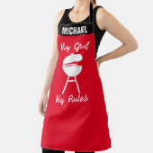 Gepersonaliseerde naam "My Grill My Rules" Grappig Schort (Insitu)