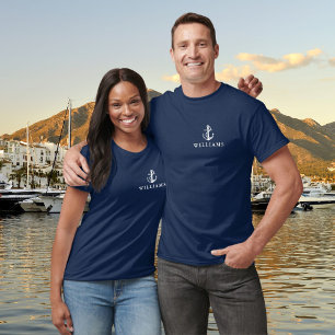 Gepersonaliseerde naam nautische boot anker t-shirt