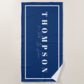 Gepersonaliseerde naam Navy Blue Elegant Strandlaken (Voorkant)