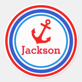 Gepersonaliseerde naam navy rode anker stickers