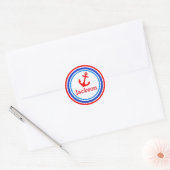 Gepersonaliseerde naam navy rode anker stickers (Envelop)