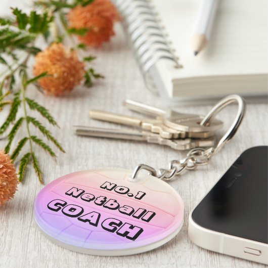 Gepersonaliseerde naam Netball Coach Sleutelhanger (Voorkant Rechts)