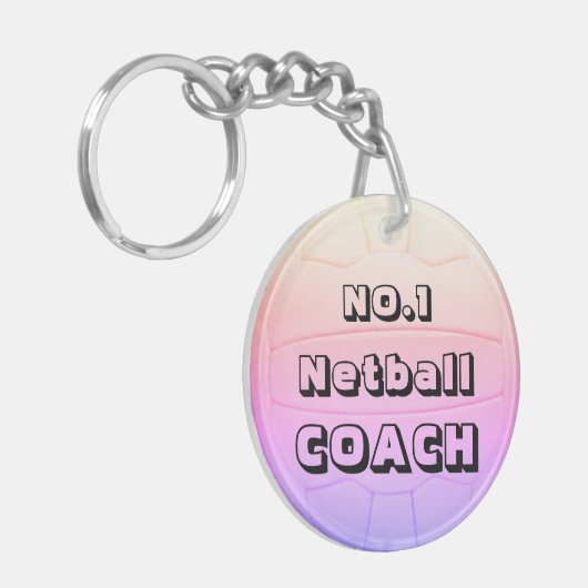 Gepersonaliseerde naam Netball Coach Sleutelhanger (Voorkant Links)