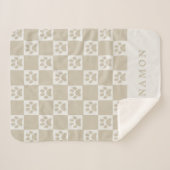 Gepersonaliseerde naam Neutrale geruite hond Sherpa Deken (Voorkant (horizontaal))