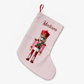 Gepersonaliseerde naam Notenkraker Roze Rood Kerst Kleine Kerstsok (Voorkant (Hangend))