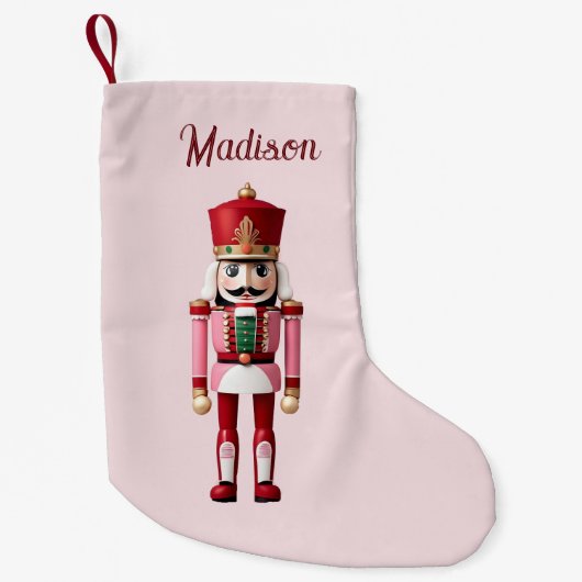 Gepersonaliseerde naam Notenkraker Roze Rood Kerst Kleine Kerstsok (Voorkant)