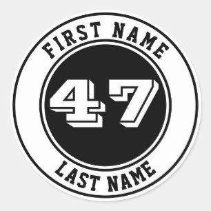 Gepersonaliseerde naam & nummer Baseball Bat Knob Ronde Sticker