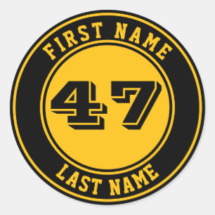 Gepersonaliseerde naam & nummer Baseball Bat Knob Ronde Sticker