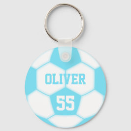 Gepersonaliseerde Naam Nummer Blauw Voetbal Sleutelhanger