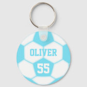 Gepersonaliseerde Naam Nummer Blauw Voetbal Sleutelhanger (Achterkant)