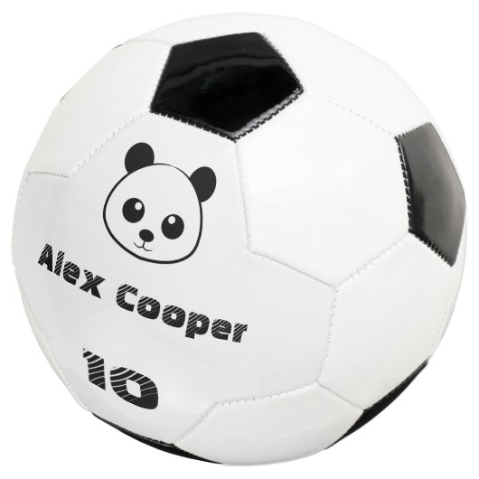 Gepersonaliseerde Naam Nummer Glimlachende panda Voetbal (Drie kwart)