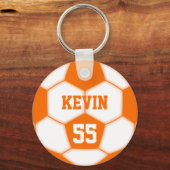Gepersonaliseerde Naam Nummer Oranje Voetbal Sleutelhanger (Achterkant)