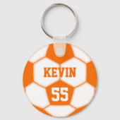 Gepersonaliseerde Naam Nummer Oranje Voetbal Sleutelhanger (Achterkant)