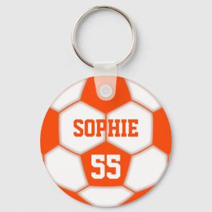 Gepersonaliseerde Naam Nummer Rood Voetbal Sleutelhanger