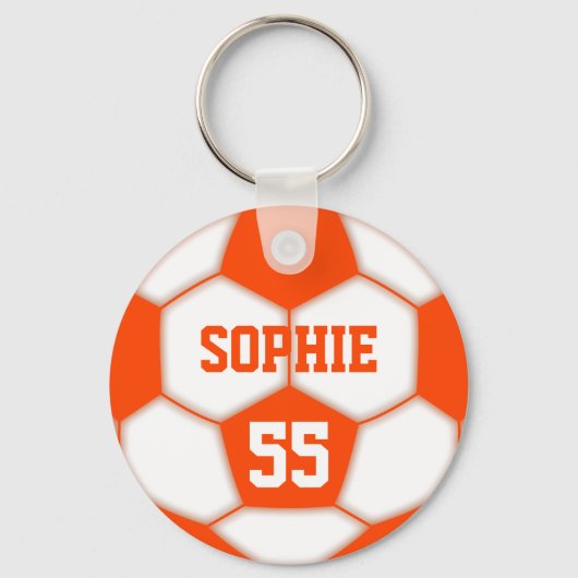 Gepersonaliseerde Naam Nummer Rood Voetbal Sleutelhanger (Voorkant)