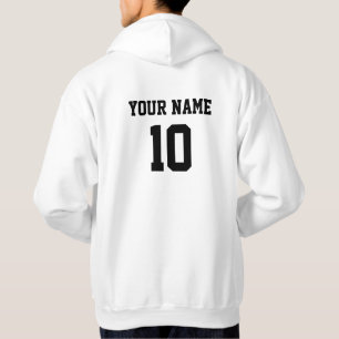 Gepersonaliseerde Naam Nummer Voorkant Zwart Wit Hoodie