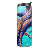 Gepersonaliseerde naam Octopus Blue Ocean Wave Abs Thermosbeker (Gedraaid links)