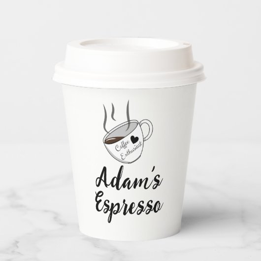 Gepersonaliseerde naam & offerte, koffie espresso papieren bekers (Voorkant)