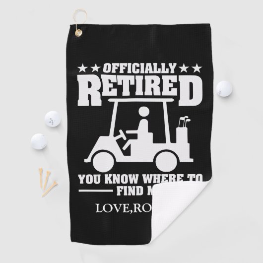 Gepersonaliseerde naam Officieel Gepensioneerd Gif Golfhanddoek (Insitu)