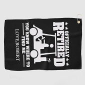 Gepersonaliseerde naam Officieel Gepensioneerd Gif Golfhanddoek (Horizontaal)