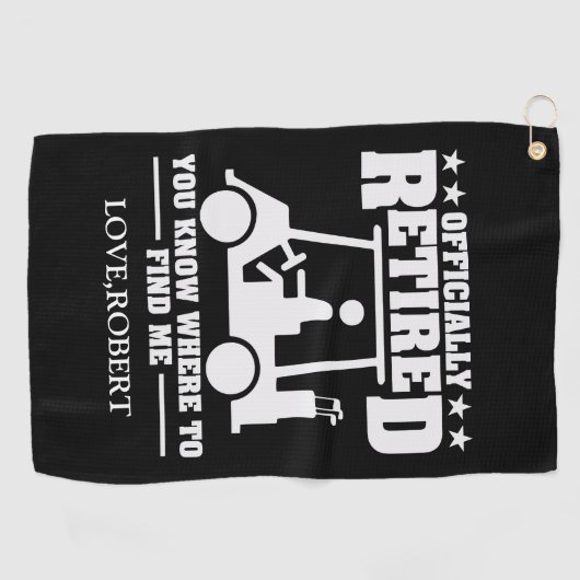 Gepersonaliseerde naam Officieel Gepensioneerd Gif Golfhanddoek (Horizontaal)