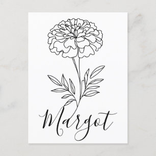Gepersonaliseerde naam Oktober Marigold Geboortebl Briefkaart