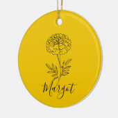Gepersonaliseerde naam Oktober Marigold Geboortebl Keramisch Ornament (Links)