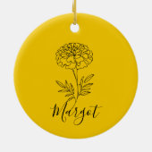 Gepersonaliseerde naam Oktober Marigold Geboortebl Keramisch Ornament (Achterkant)