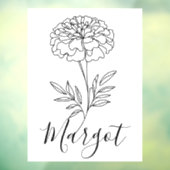 Gepersonaliseerde naam Oktober Marigold Geboortebl Raamsticker (Vel 3)