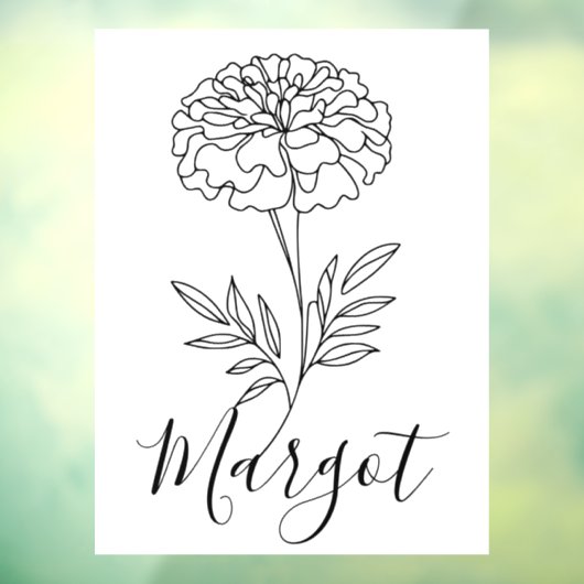 Gepersonaliseerde naam Oktober Marigold Geboortebl Raamsticker (Vel 3)