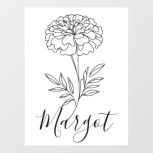 Gepersonaliseerde naam Oktober Marigold Geboortebl Raamsticker
