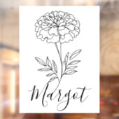 Gepersonaliseerde naam Oktober Marigold Geboortebl Raamsticker (Vel 2)