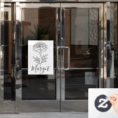 Gepersonaliseerde naam Oktober Marigold Geboortebl Raamsticker (Kantoordeur)