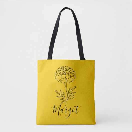 Gepersonaliseerde naam Oktober Marigold Geboortebl Tote Bag (Voorkant)
