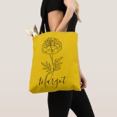 Gepersonaliseerde naam Oktober Marigold Geboortebl Tote Bag (Dichtbij)