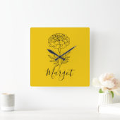 Gepersonaliseerde naam Oktober Marigold Geboortebl Vierkante Klok (Huis)