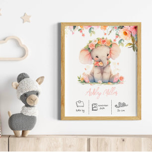 Gepersonaliseerde naam olifant kwekerij kunst prin poster