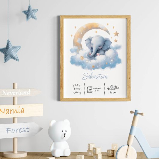 Gepersonaliseerde naam olifant kwekerij kunst prin poster