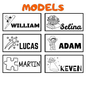 Gepersonaliseerde naam om schoolbenodigdheden te i  zelfinktende stempel