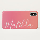 Gepersonaliseerde naam Ombre Peach roze Case-Mate iPhone Case (Achterkant (horizontaal))