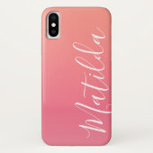 Gepersonaliseerde naam Ombre Peach roze Case-Mate iPhone Case (Achterkant)